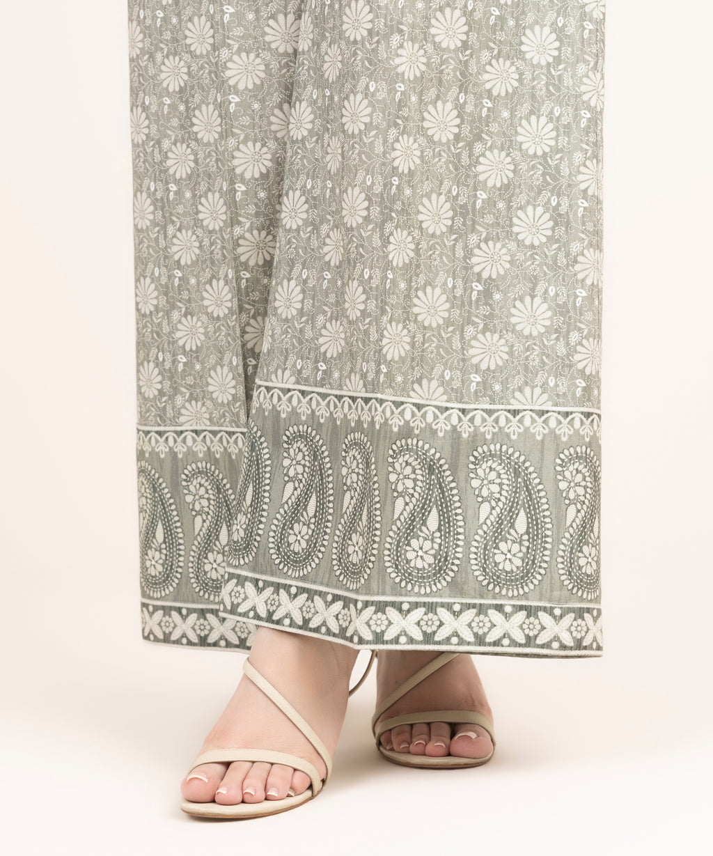 Printed Cotton Flared Pants