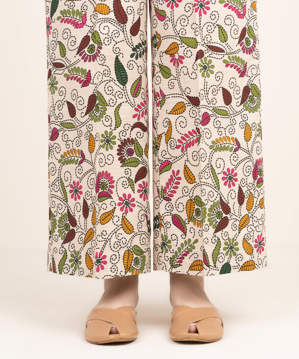 Printed Cotton Flared Pants