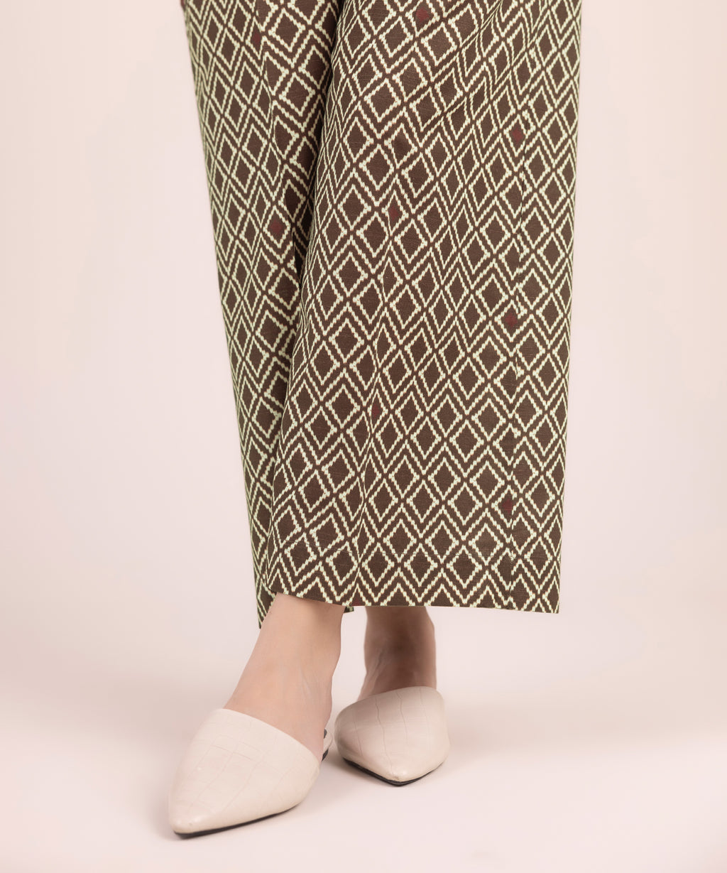 Women's RTW Cotton Printed Brown Culottes