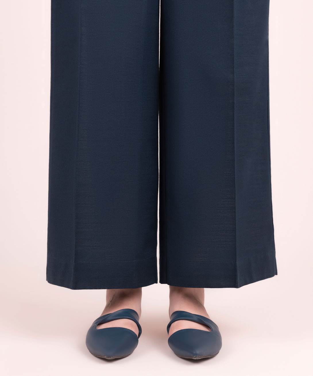 Women's RTW Cotton Solid Blue Culottes
