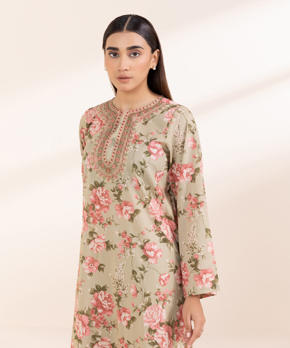 Women's Pret Cambric Multi Embroidered A-Line Shirt