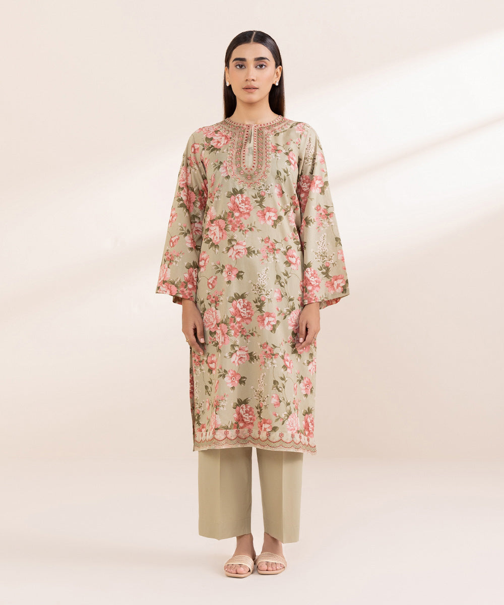 Women's Pret Cambric Multi Embroidered A-Line Shirt