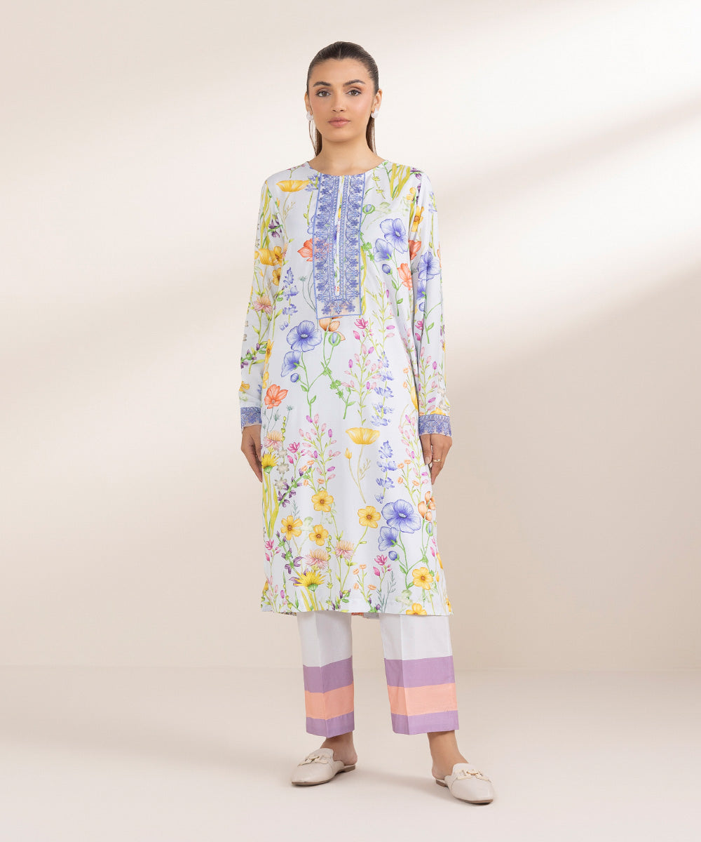 Women's Pret Arabic Lawn Embroidered Multi A-Line Shirt