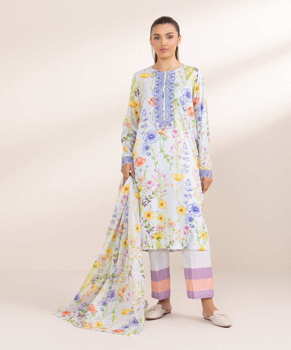 Women's Pret Arabic Lawn Embroidered Multi A-Line Shirt