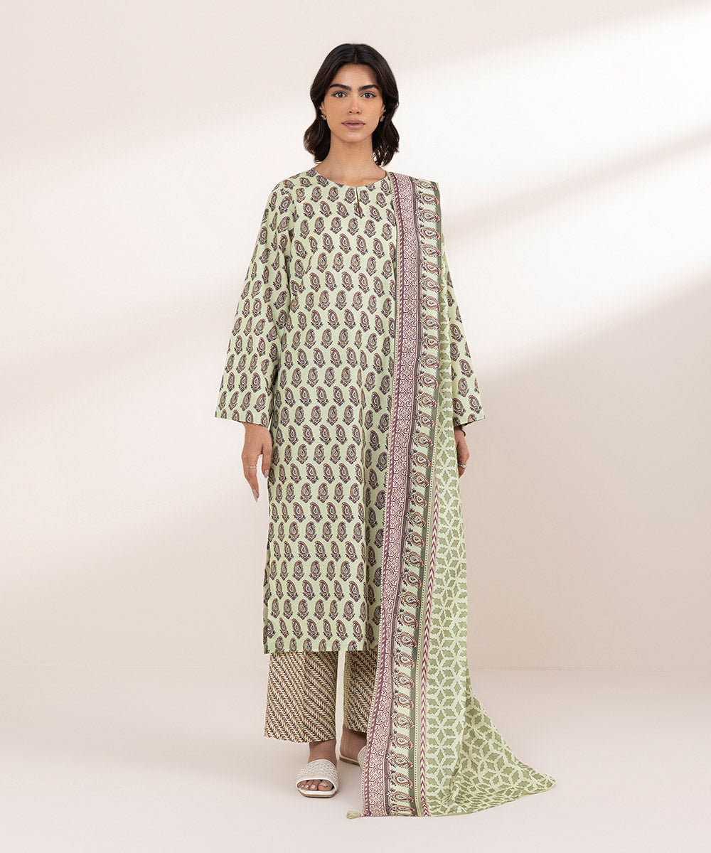 Textured Voile Beige Printed Dupatta