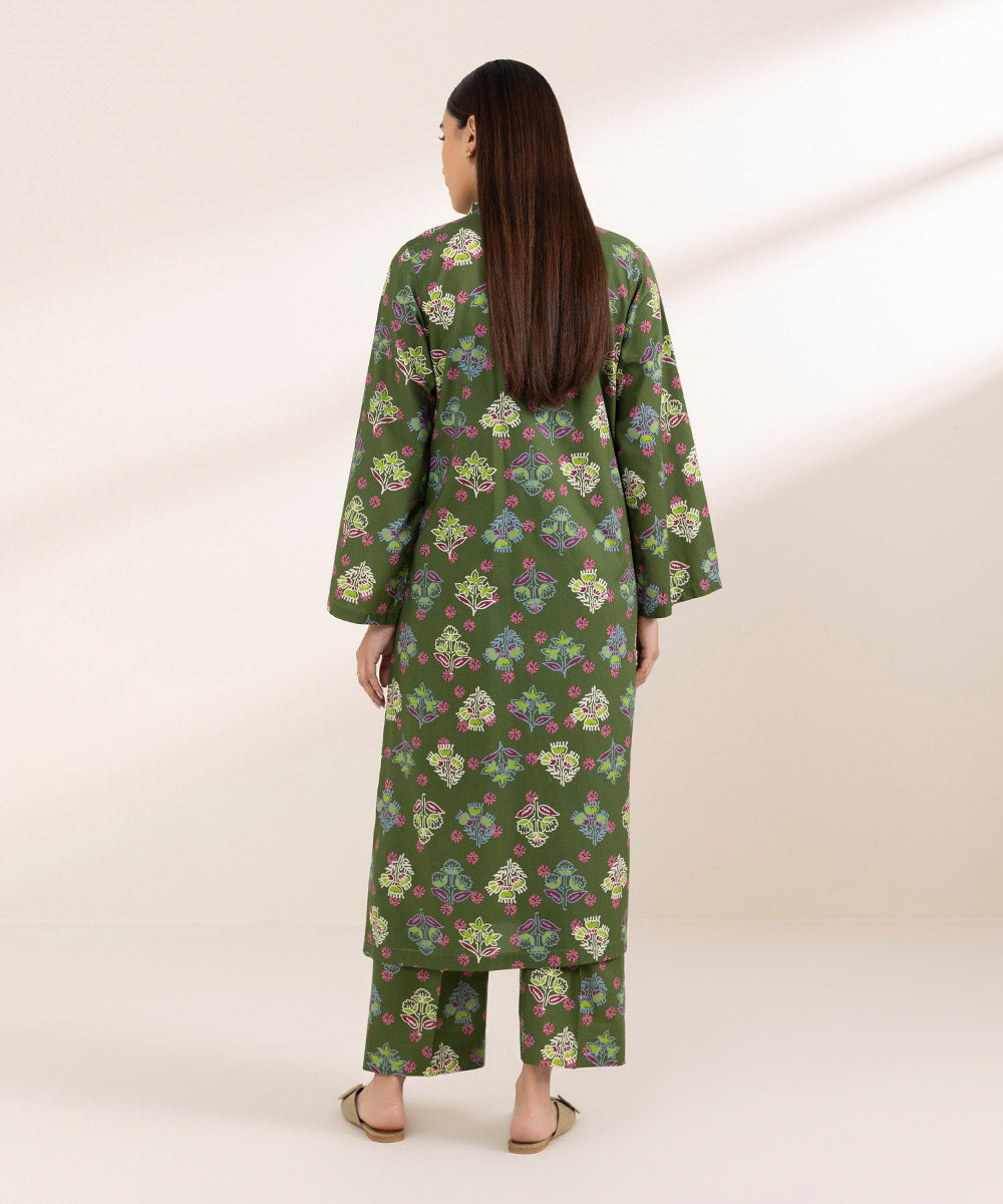 Women's Pret Cambric Green Printed A-Line Shirt