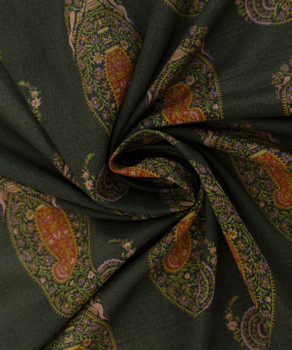 Textured Voile Green Printed Dupatta