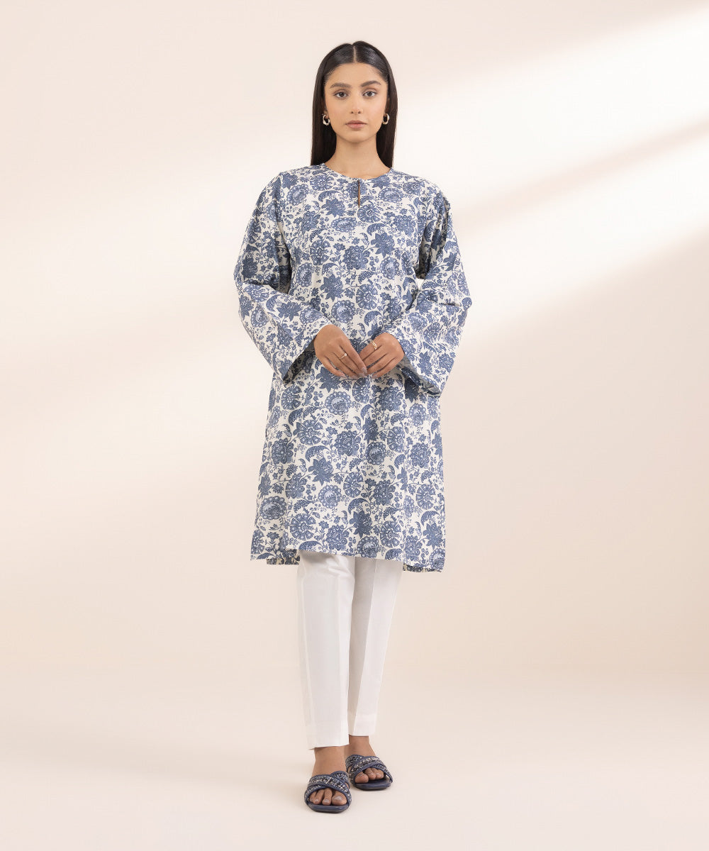 Women's Pret Lawn Blue Printed Boxy Shirt