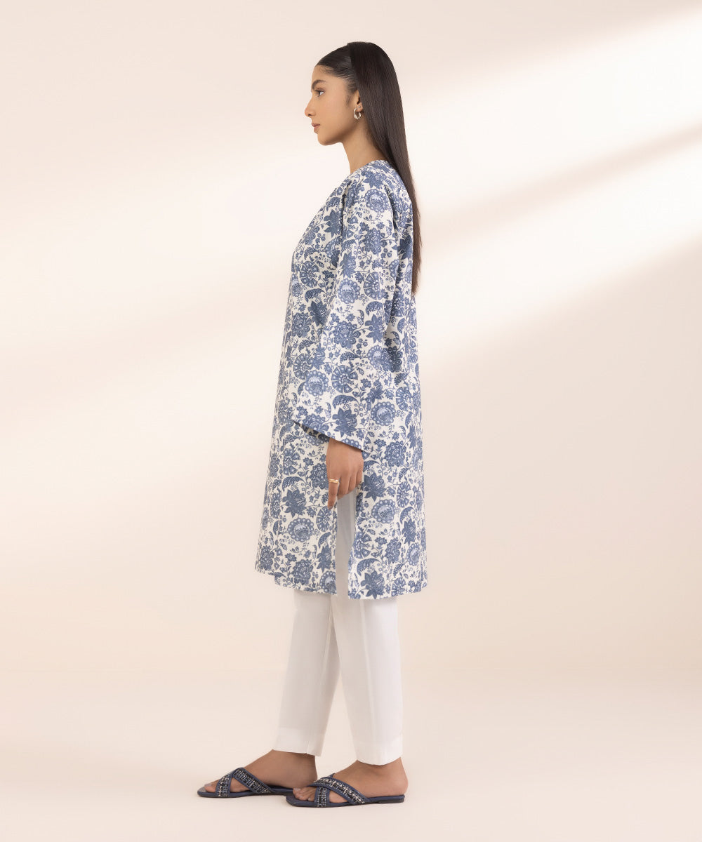 Women's Pret Lawn Blue Printed Boxy Shirt