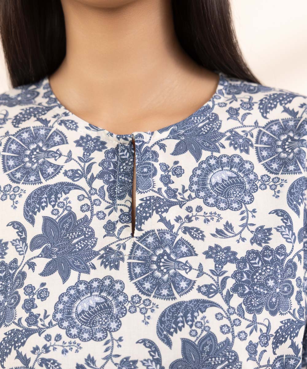 Women's Pret Lawn Blue Printed Boxy Shirt