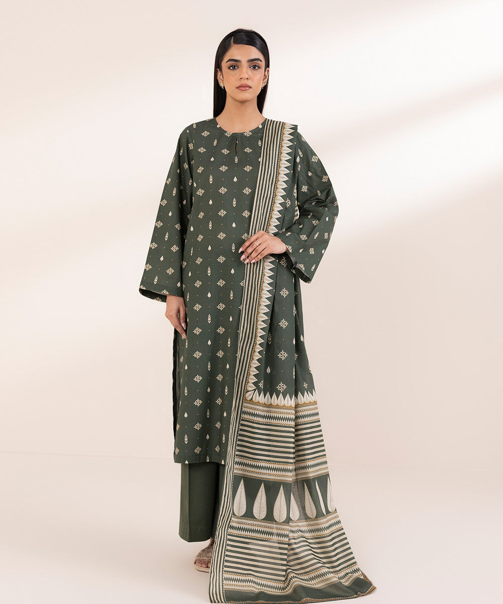 Fine Voile Green Printed Dupatta