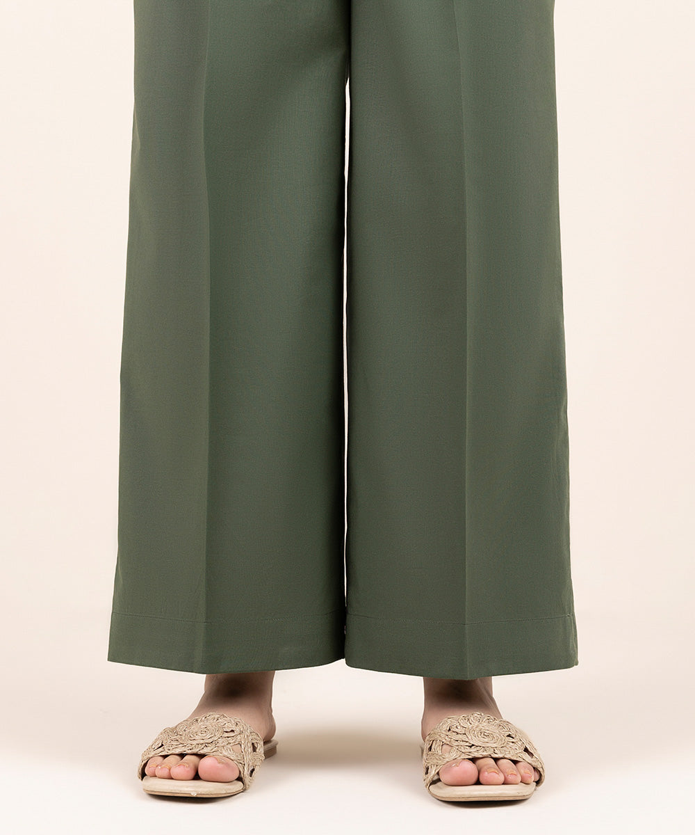 Women's Pret Cambric Green Solid Culottes