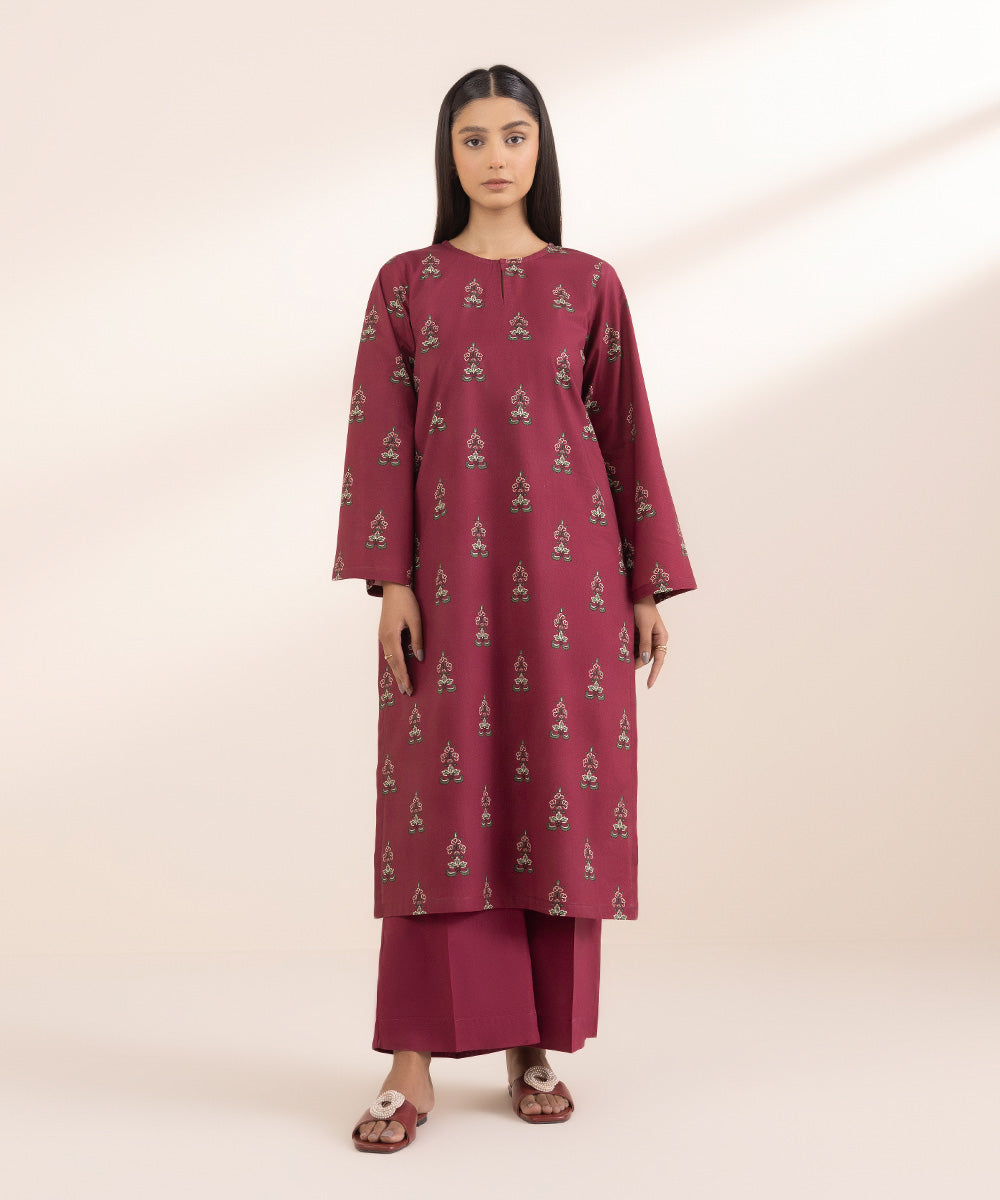 Women's Pret Lawn Red Printed Straight Shirt