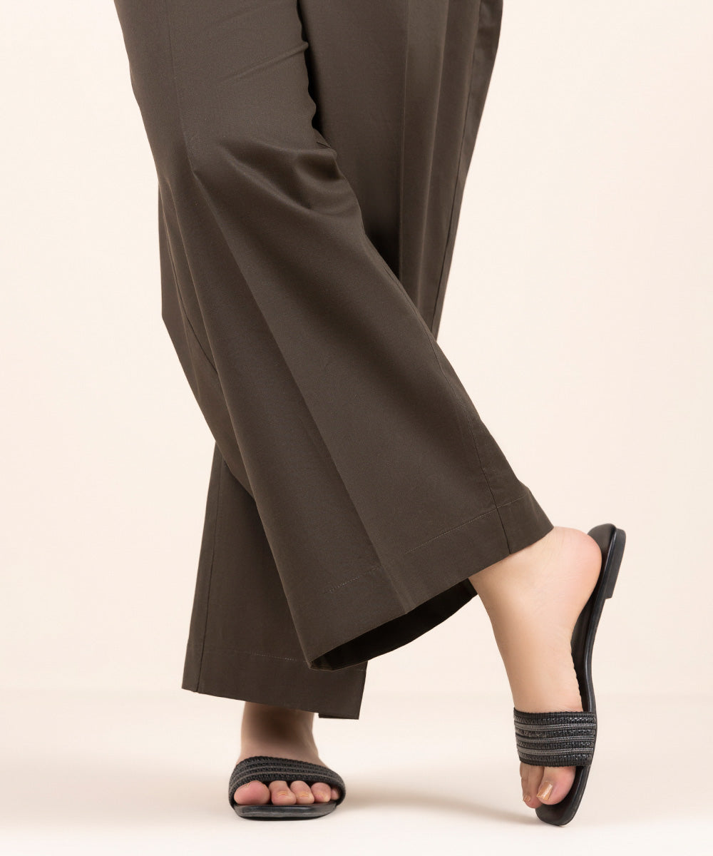 Women's Pret Cambric Brown Solid Culottes