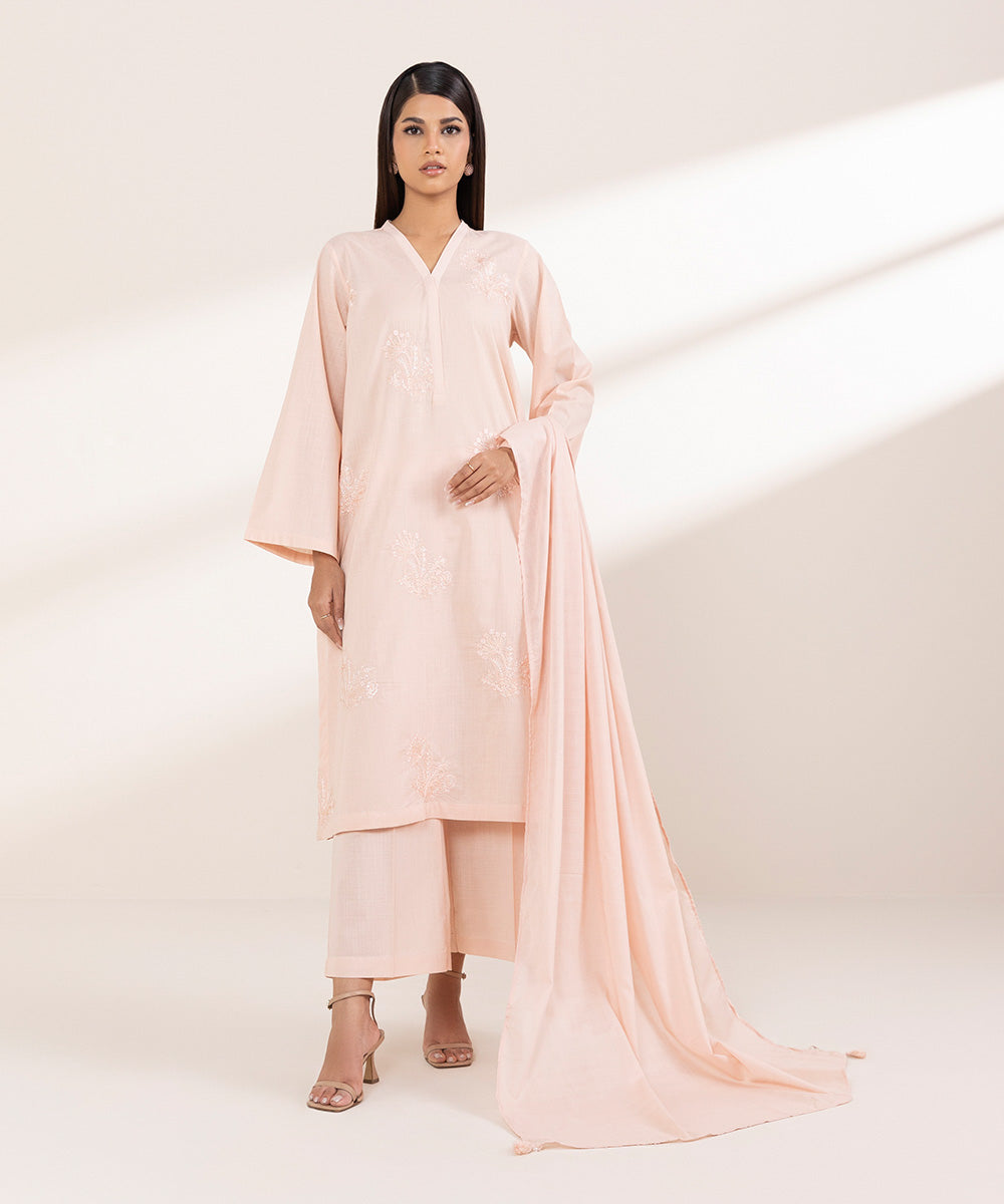 Textured Voile Pink Solid Dupatta