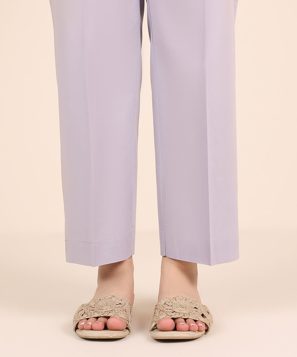Women's RTW Cambric Purple Solid Straight Pants