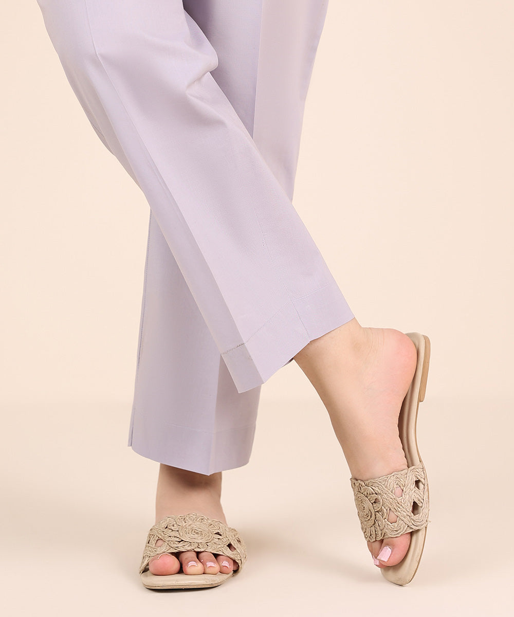 Women's RTW Cambric Purple Solid Straight Pants