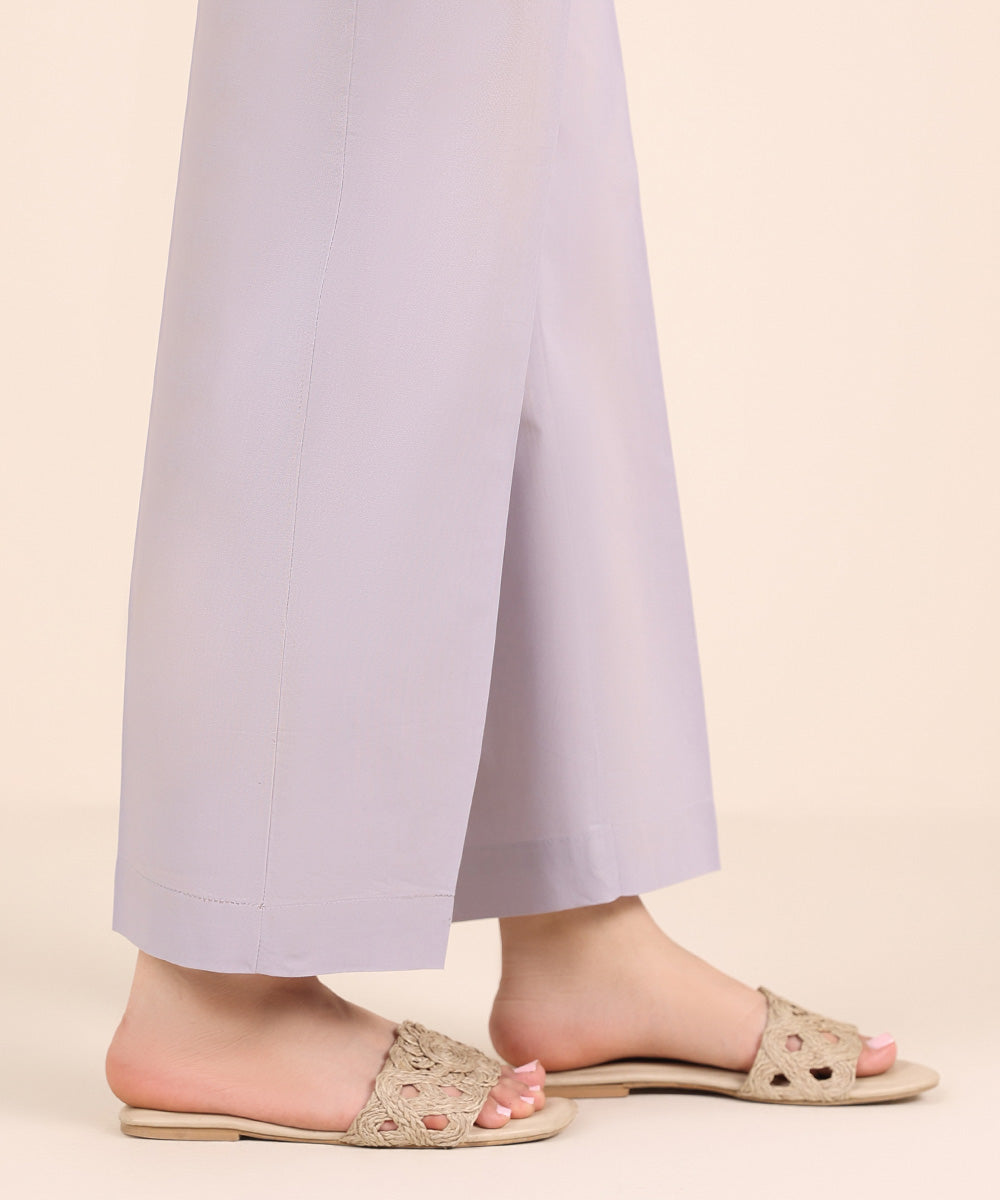 Women's RTW Cambric Purple Solid Straight Pants
