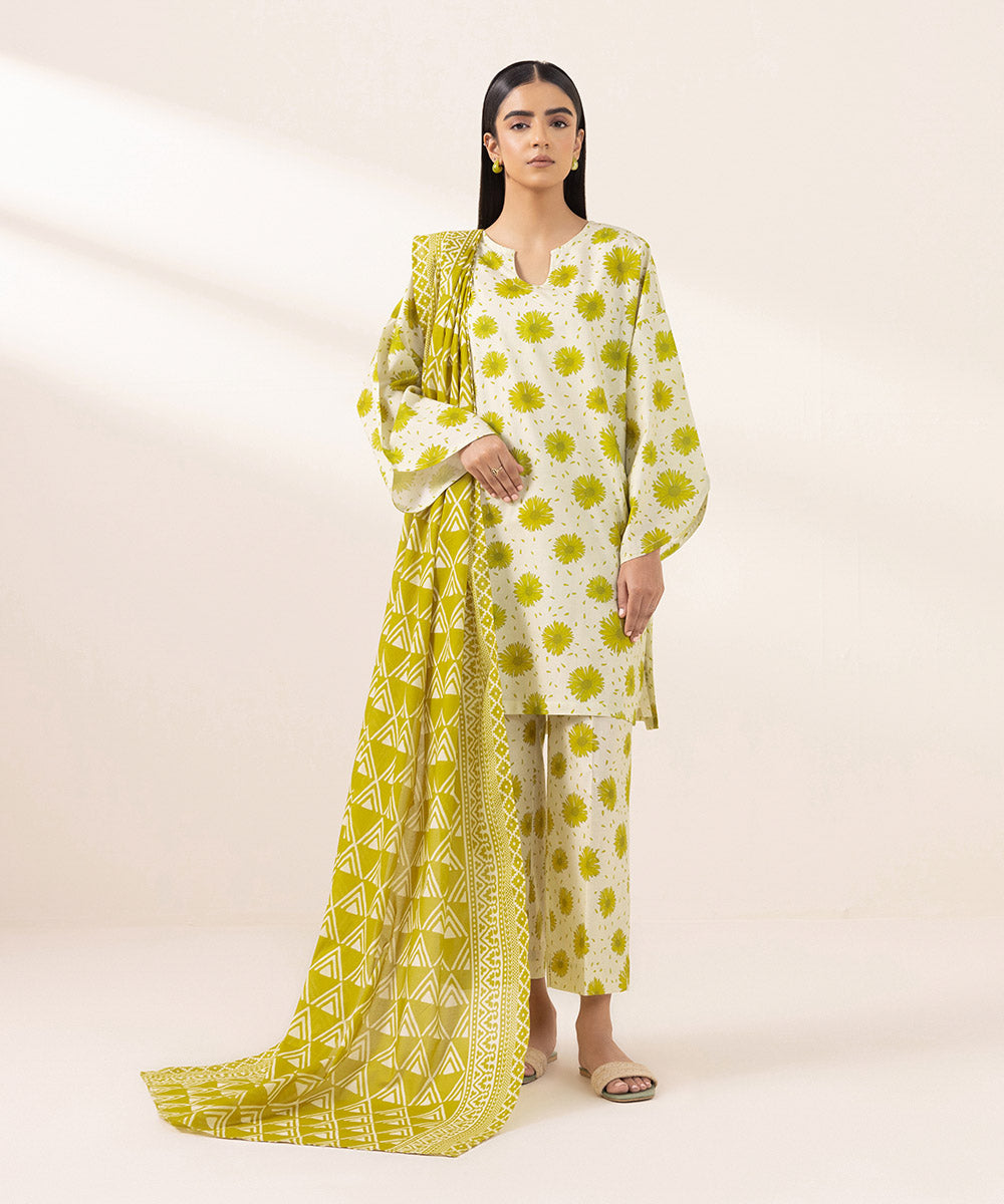 Fine Voile Yellow Printed Dupatta