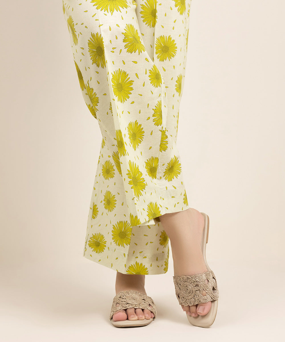 Women's Pret Cambric Printed Yellow Culottes