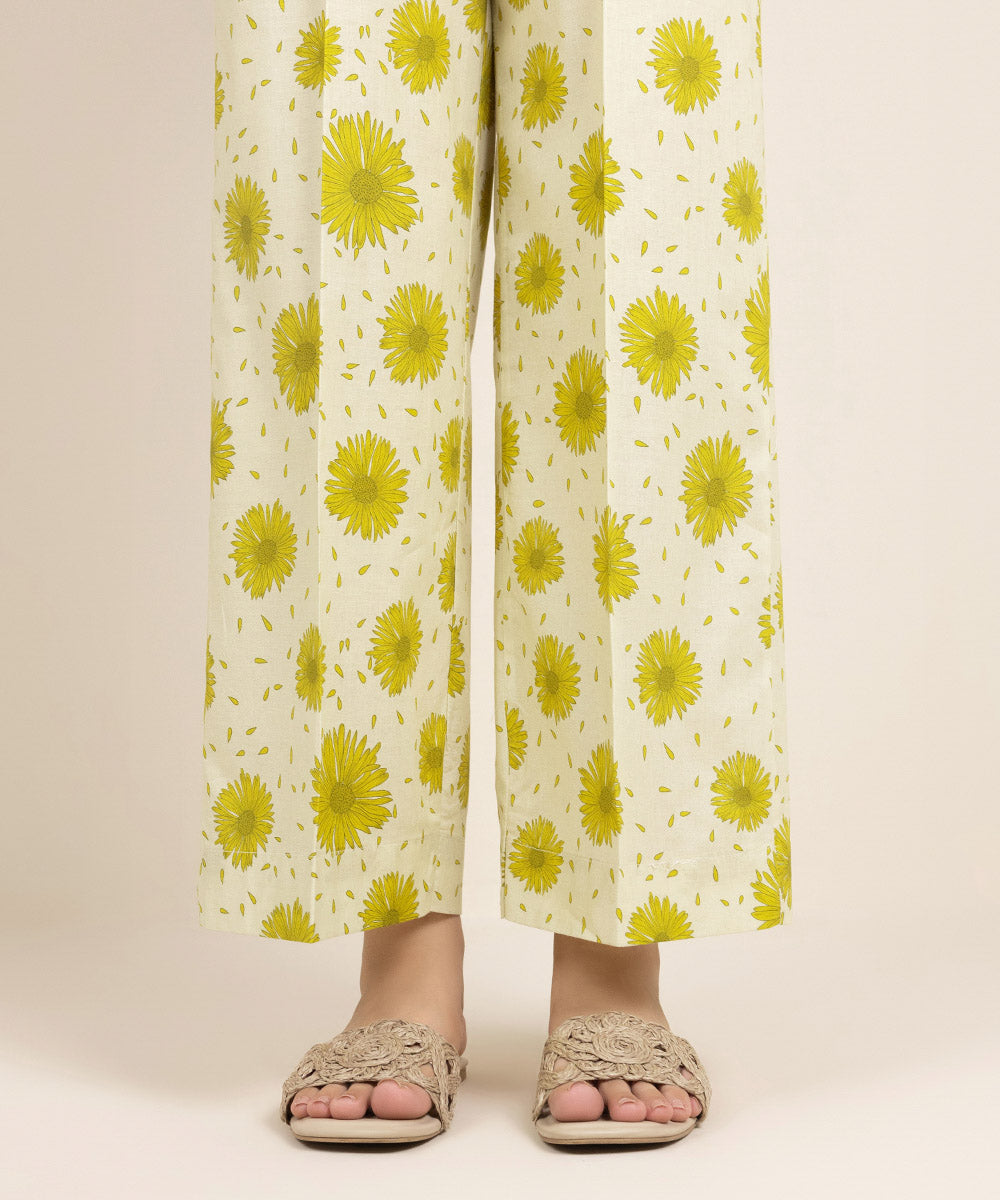 Women's Pret Cambric Printed Yellow Culottes