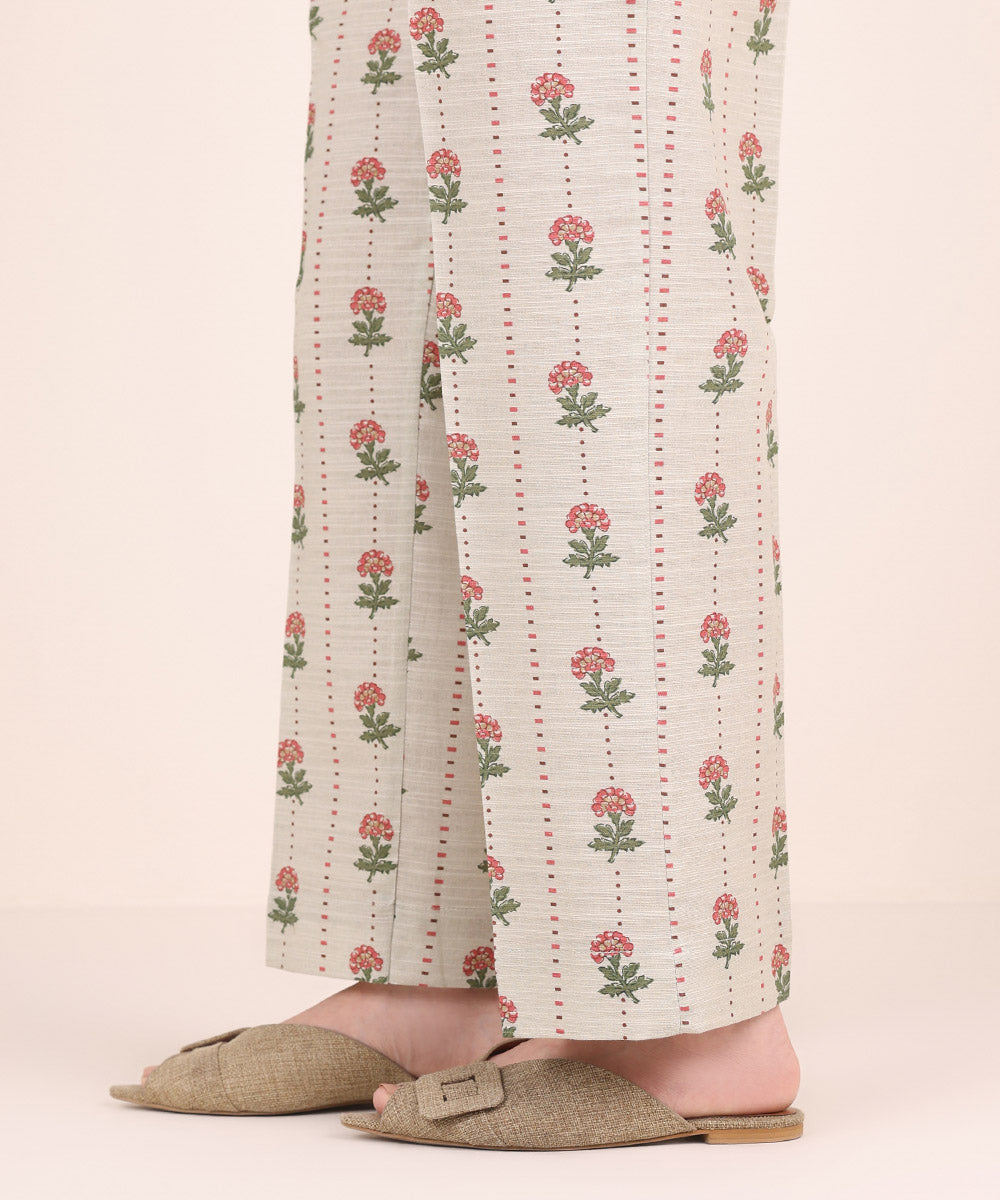 Women's Pret Khaddar Printed Sage Green Straight Pants