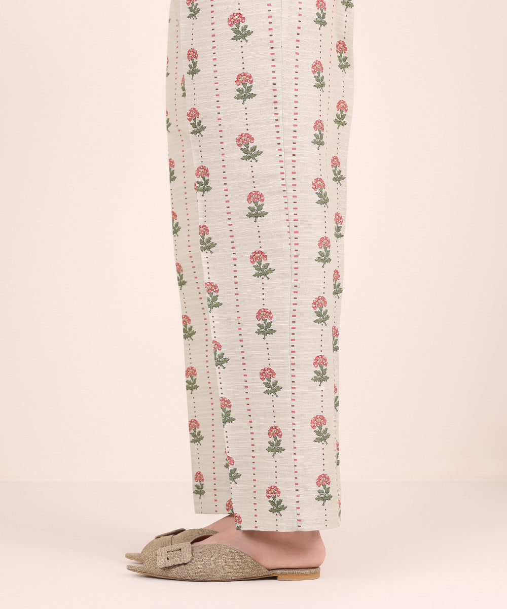 Women's Pret Khaddar Printed Sage Green Straight Pants