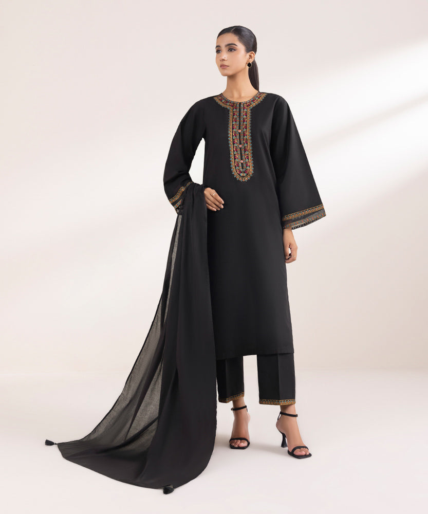 Women's Pret Solid Black Voile Dupatta