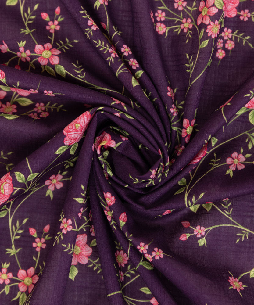 Women's Pret Printed Eggplant Purple Textured Voile Dupatta