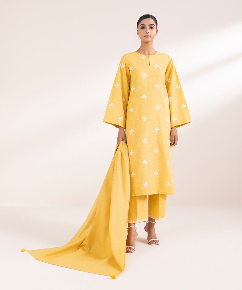 Women's Pret Solid Sunflower Yellow Khaddar Dupatta