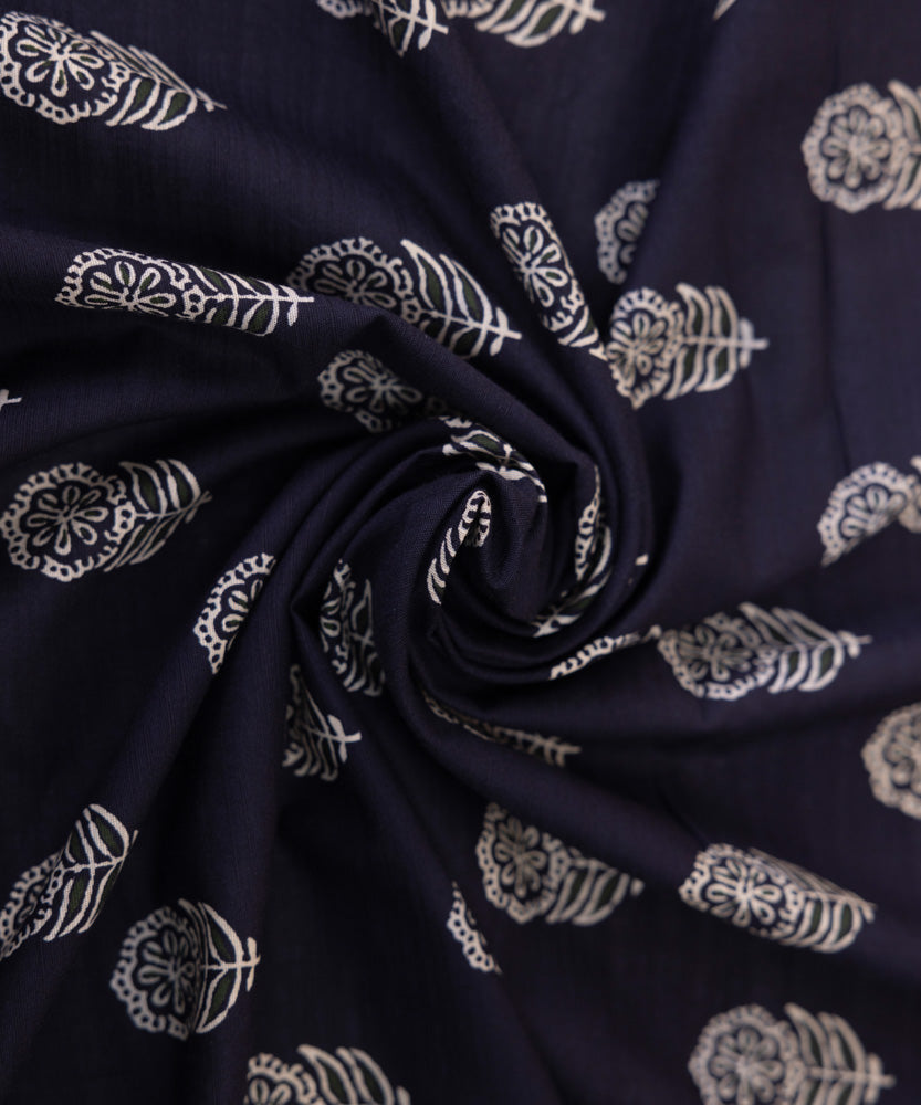 Women's Pret Printed Navy Blue Khaddar Dupatta