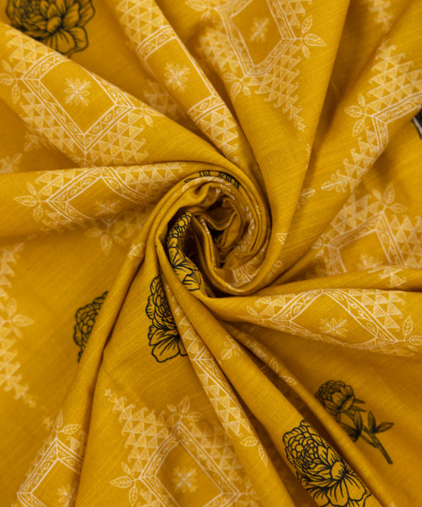 Women's Pret Printed Mustard Khaddar Dupatta