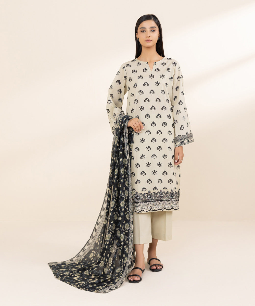 Fine Voile Black Printed Dupatta