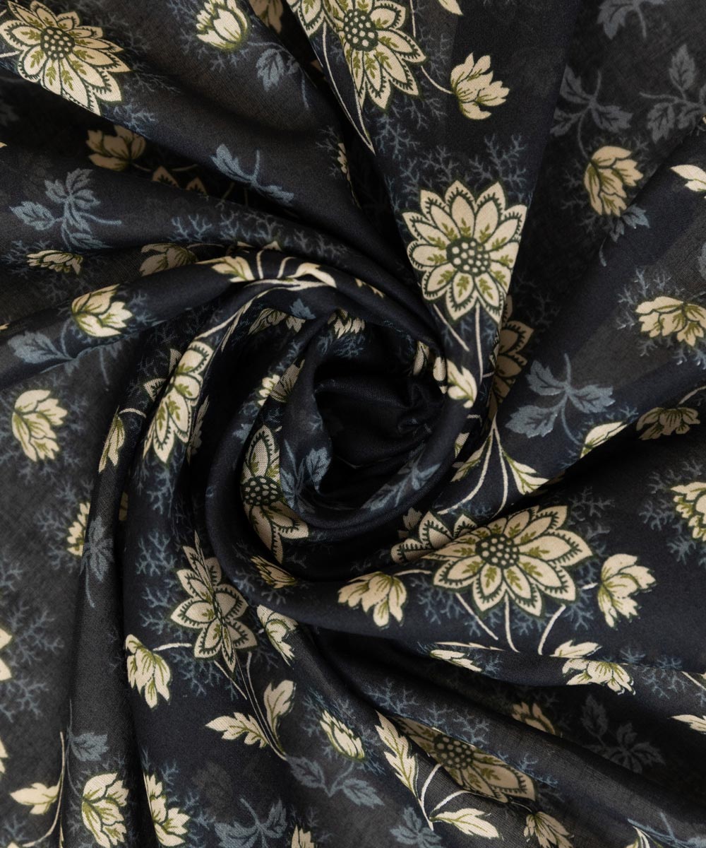 Fine Voile Black Printed Dupatta