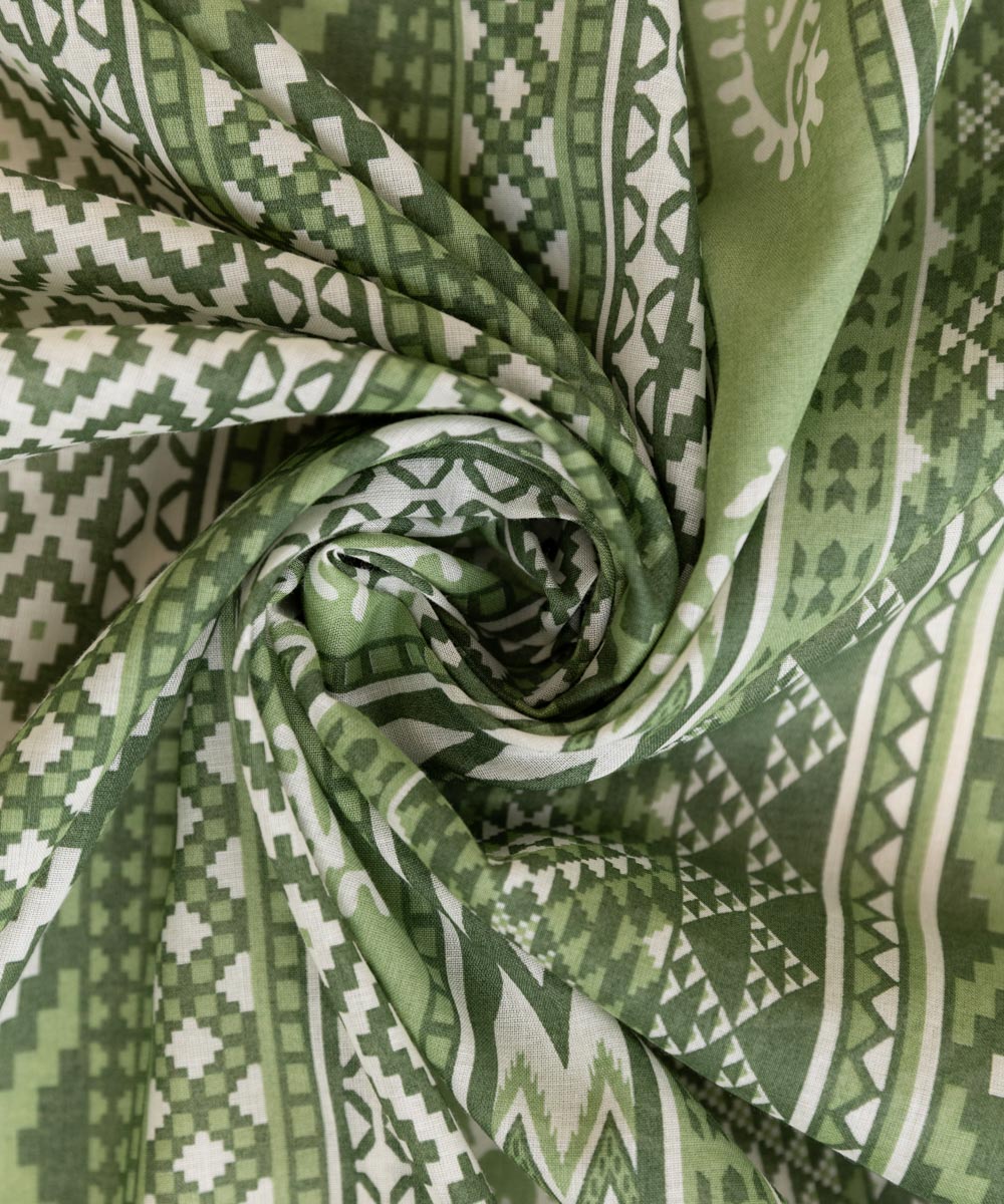 Fine Voile Green Printed Dupatta