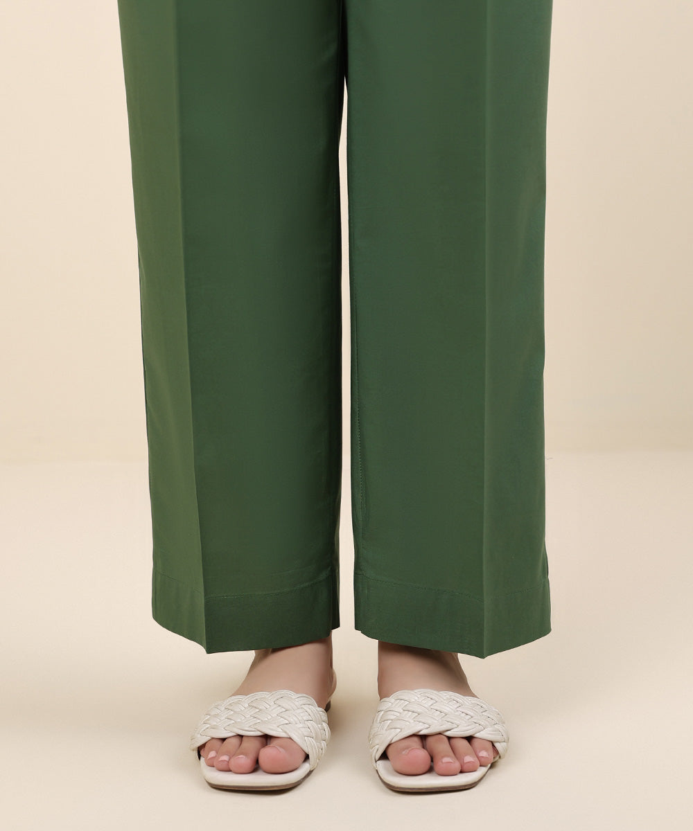 Women's Pret Cambric Green Dyed Straight Pants