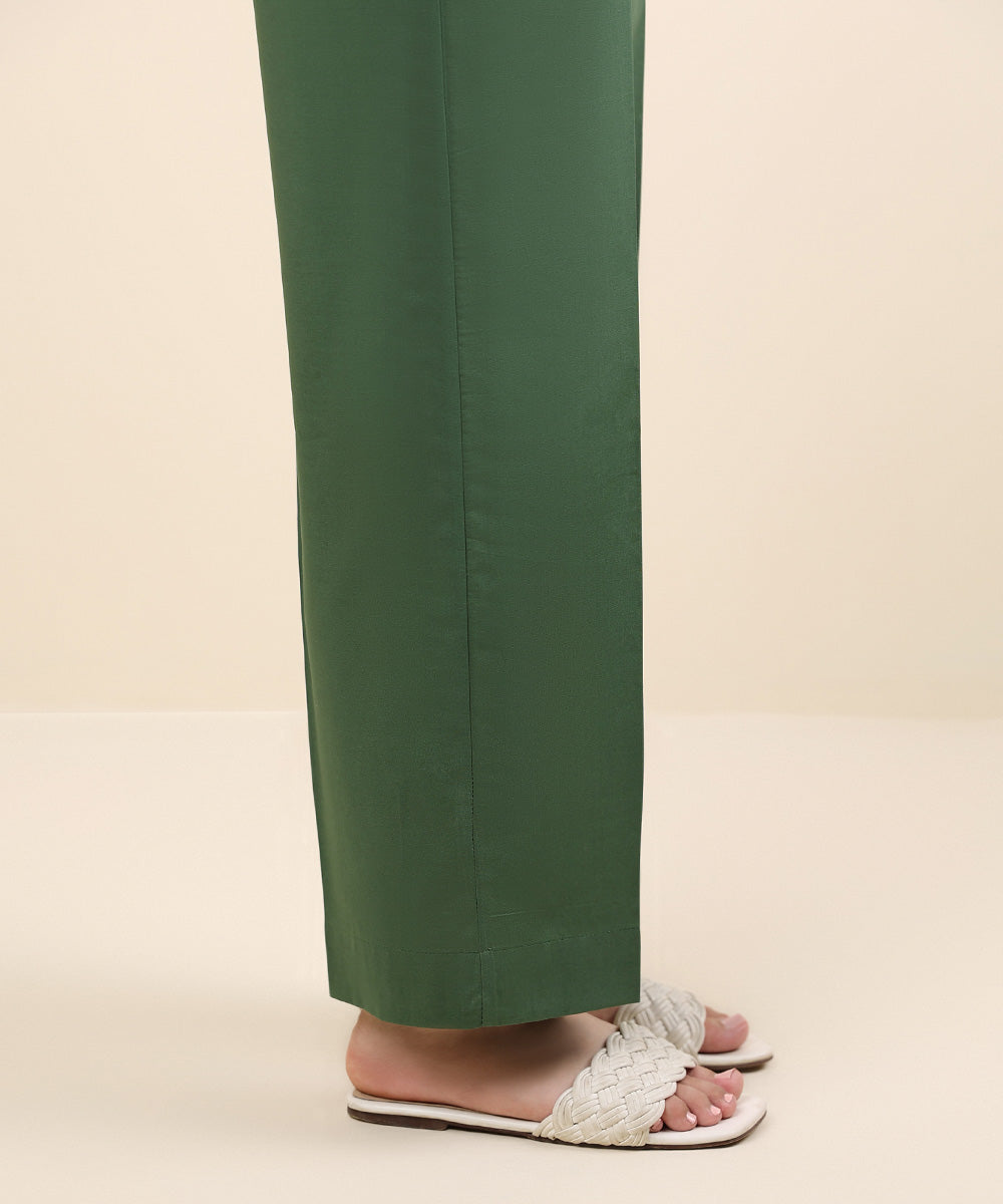 Women's Pret Cambric Green Dyed Straight Pants