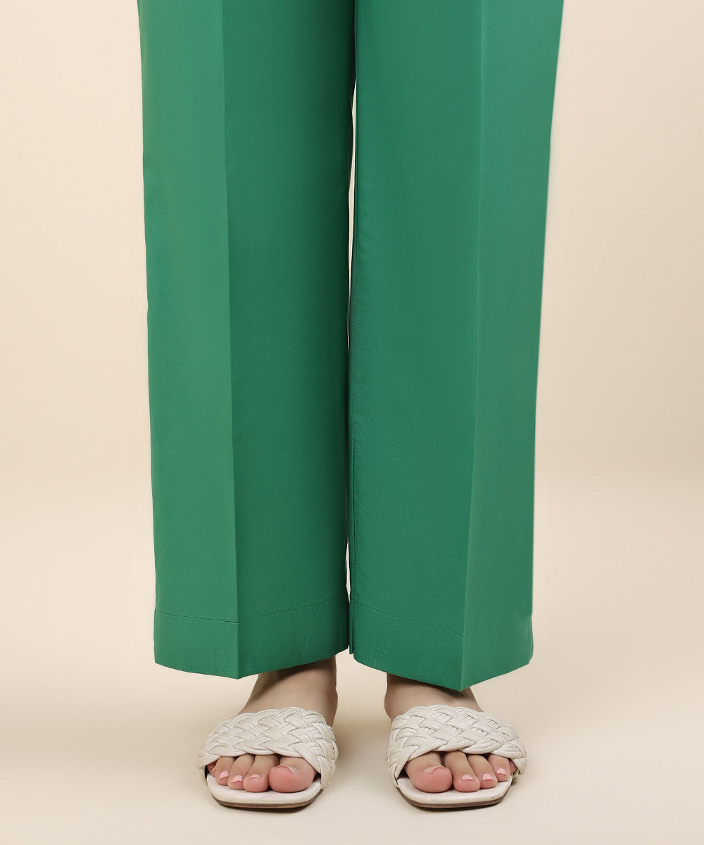 Women's Pret Cambric Green Dyed Straight Pants