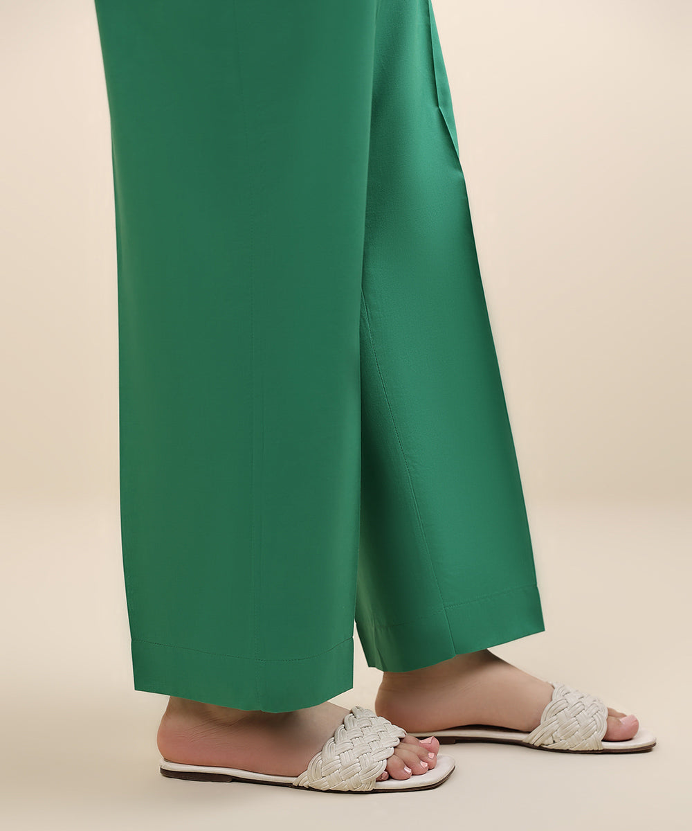 Women's Pret Cambric Green Dyed Straight Pants