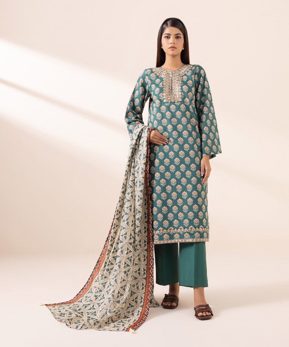 Fine Voile Green Printed Dupatta