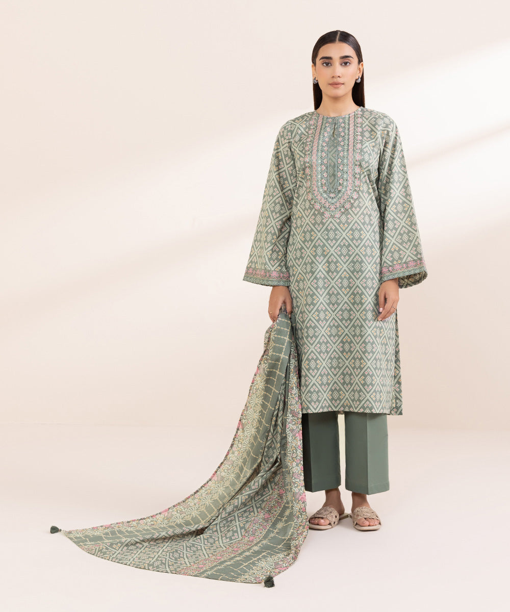 Fine Voile Grey Printed Dupatta