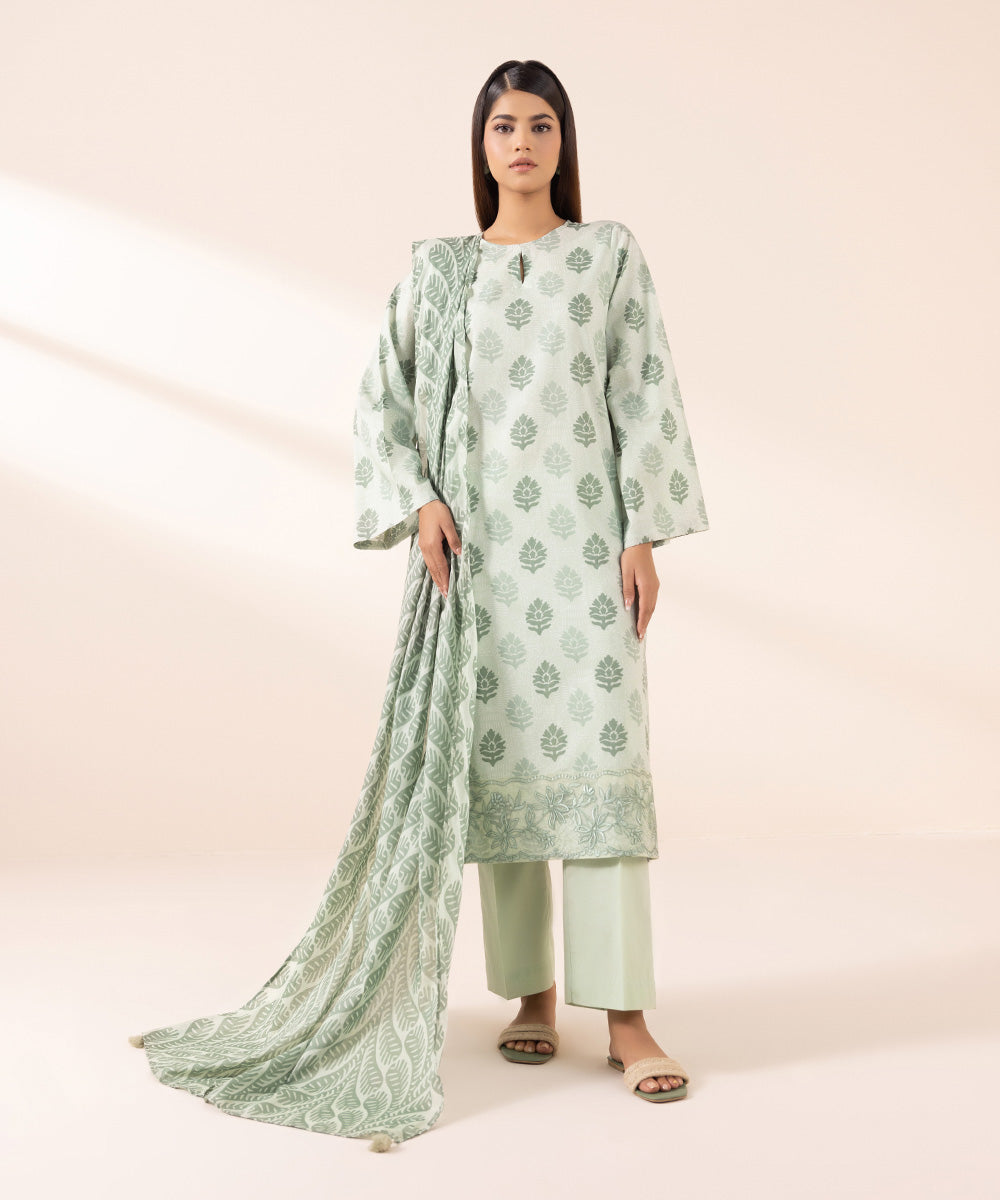 Fine Voile Green Printed Dupatta