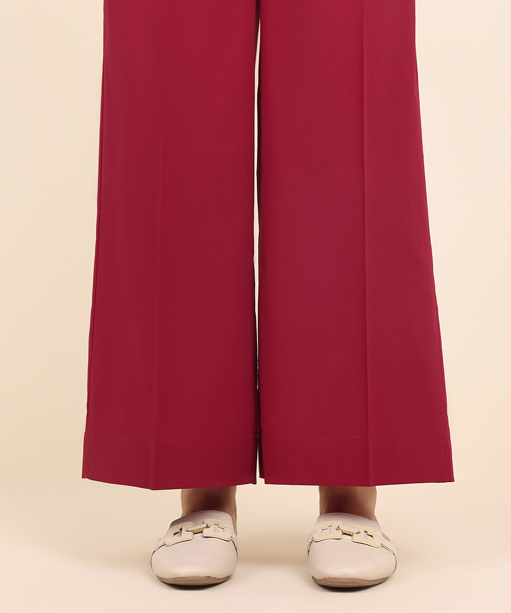 Women's Pret Cambric Red Solid Culottes