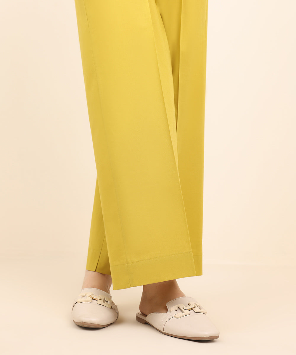 Women's Pret Cambric Yellow Solid Culottes