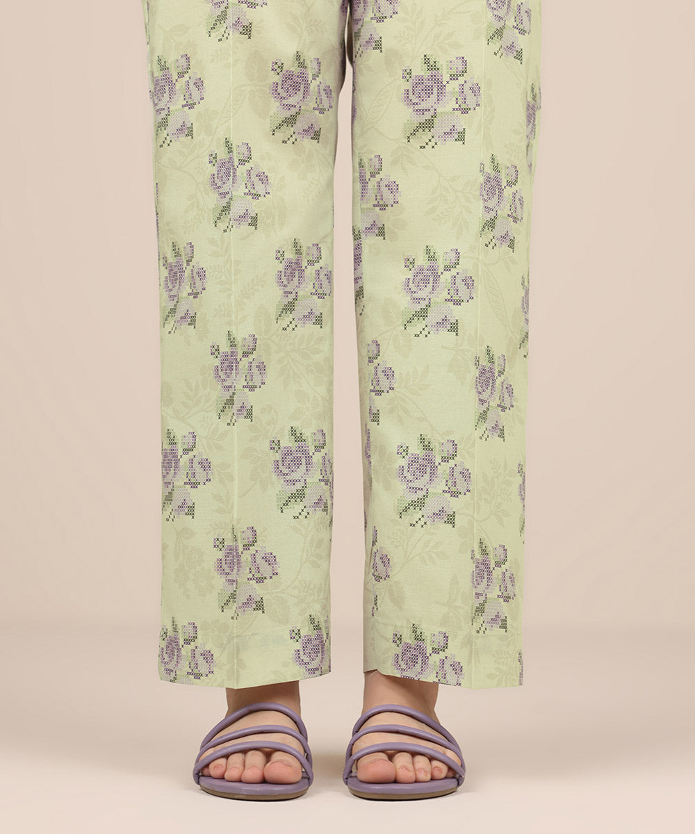 Women's RTW Cambric Purple Printed Straight Pants
