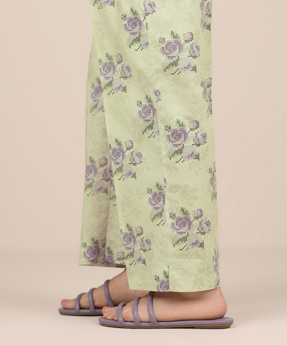 Women's RTW Cambric Purple Printed Straight Pants