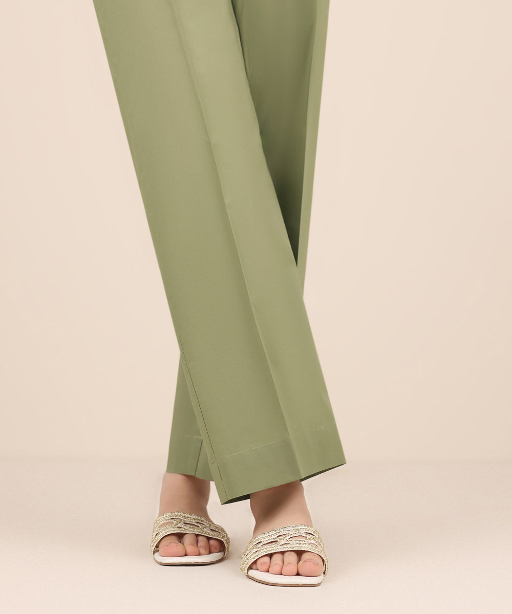 Women's RTW Cambric Green Solid Culottes