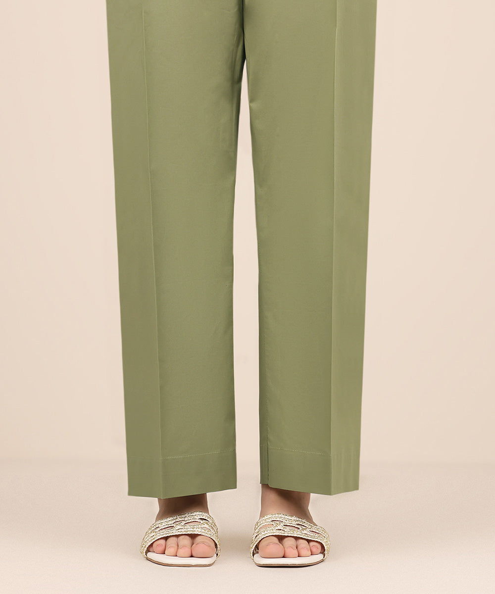 Women's RTW Cambric Green Solid Culottes