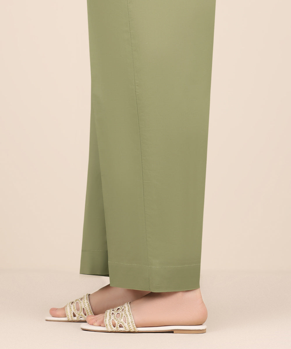 Women's RTW Cambric Green Solid Culottes