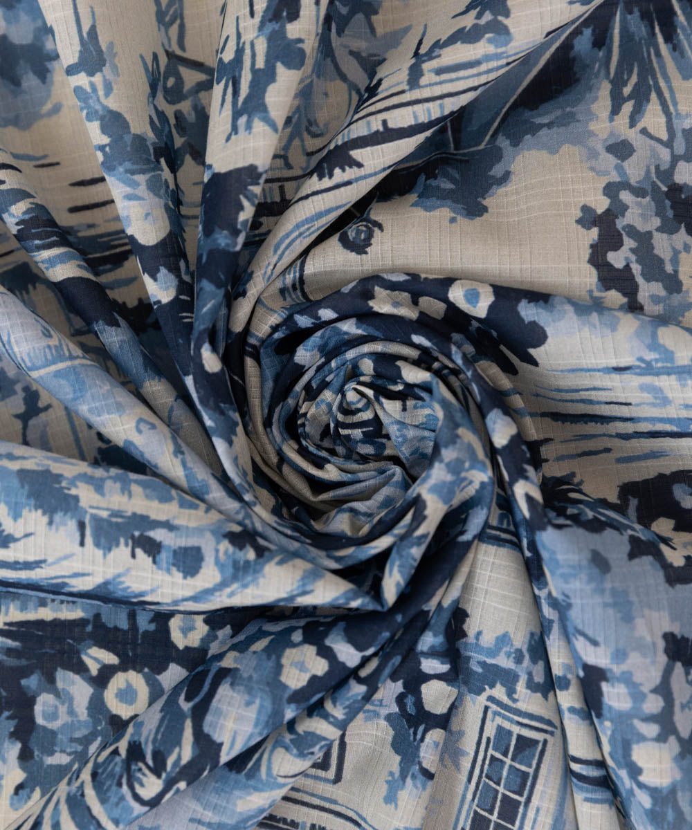 Fine Voile Blue Printed Dupatta